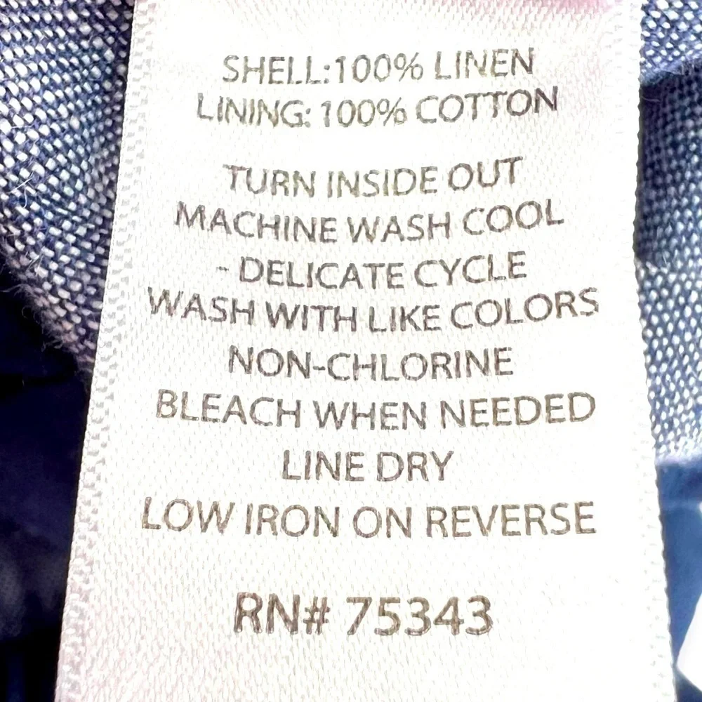 St Tropez West Linen Chambray Jumpsuit Cropped Wide Leg Denim Blue Pockets Sz 2 - Picture 13 of 14
